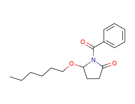 Molecular Structure of 136410-23-6 (2-Pyrrolidinone, 1-benzoyl-5-(hexyloxy)-, (+-)-)