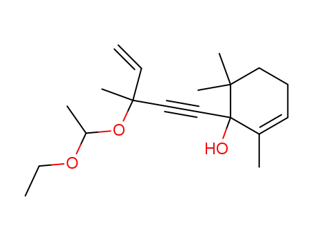 Molecular Structure of 63184-57-6 (2-Cyclohexen-1-ol,
1-[3-(1-ethoxyethoxy)-3-methyl-4-penten-1-ynyl]-2,6,6-trimethyl-)
