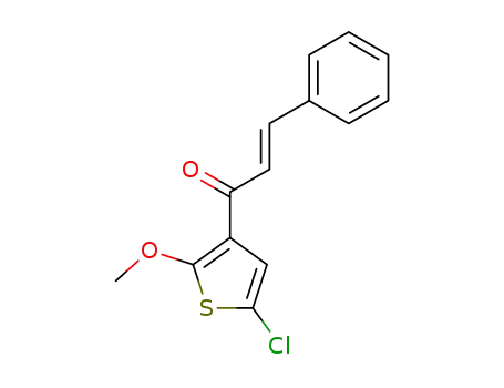 Molecular Structure of 95602-54-3 (2-Propen-1-one, 1-(5-chloro-2-methoxy-3-thienyl)-3-phenyl-, (E)-)