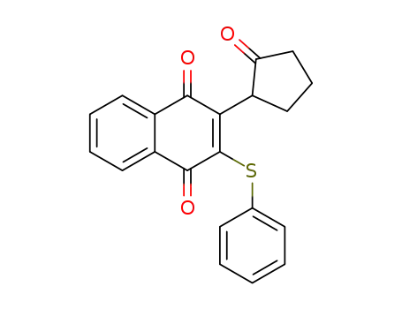 Molecular Structure of 119449-65-9 (2-(2-oxocyclopentyl)-3-phenylthio-1,4-naphthoquinone)