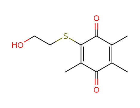 Molecular Structure of 114971-92-5 (2,5-Cyclohexadiene-1,4-dione, 2-[(2-hydroxyethyl)thio]-3,5,6-trimethyl-)