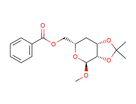 Molecular Structure of 73635-98-0 (methyl 6-O-benzoyl-4-deoxy-2,3-O-isopropylidene-α-D-lyxo-hexopyranoside)