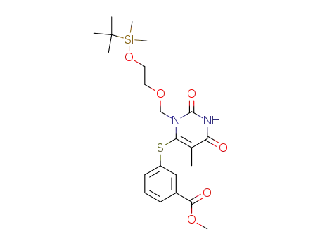 Molecular Structure of 137915-51-6 (1-<<2-(tert-butyldimethylsiloxy)ethoxy>methyl>-6-<<3-(methoxycarbonyl)phenyl>thio>thymine)