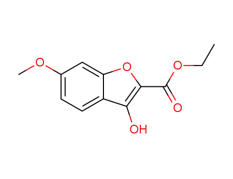 Molecular Structure of 132835-20-2 (6-methoxy-3-hydroxy-benzofuran-2-carboxylic acid ethyl ester)