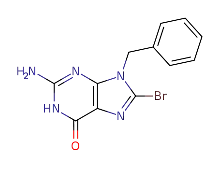 Molecular Structure of 96412-45-2 (6H-Purin-6-one, 2-amino-8-bromo-1,9-dihydro-9-(phenylmethyl)-)