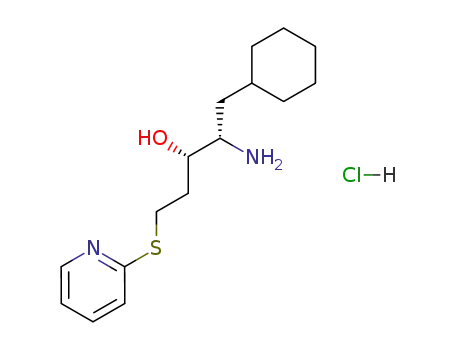 Molecular Structure of 143122-17-2 ((2S,3S)-2-Amino-1-cyclohexyl-5-(pyridin-2-ylsulfanyl)-pentan-3-ol; hydrochloride)