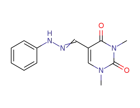 Molecular Structure of 80981-29-9 (1,3-dimethyluracil-5-carbaldehyde phenylhydrazone)