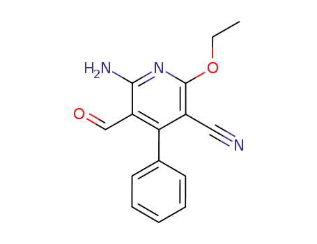 Molecular Structure of 97125-17-2 (6-AMino-2-ethoxy-5-forMyl-4-phenylnicotinonitrile)