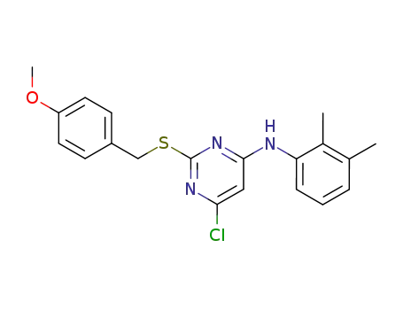 Molecular Structure of 86627-08-9 (4-Pyrimidinamine,
6-chloro-N-(2,3-dimethylphenyl)-2-[[(4-methoxyphenyl)methyl]thio]-)
