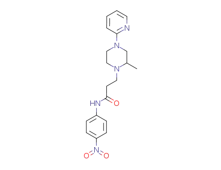 Molecular Structure of 86523-98-0 (3-(2-Methyl-4-pyridin-2-yl-piperazin-1-yl)-N-(4-nitro-phenyl)-propionamide)
