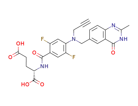 Molecular Structure of 141412-83-1 (N-(2,5-difluoro-4-{N-[(3,4-dihydro-2-methyl-4-oxo-6-quinazolinyl)methyl]prop-2-ynylamino}benzoyl)-L-glutamic acid)