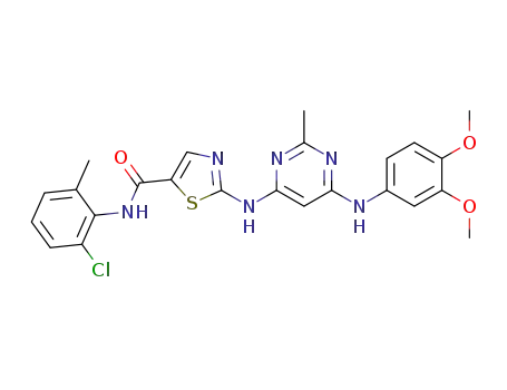Molecular Structure of 1587622-97-6 (N-(2-chloro-6-methylphenyl)-2-((6-((3,4-dimethoxyphenyl)amino)-2-methylpyrimidin-4-yl)amino)thiazole-5-carboxamide)