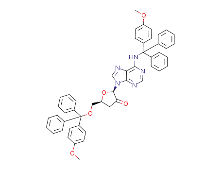 9-(5'-O-(4-monomethoxytriphenylmethyl)-3'-deoxy-β-D-glycero-pentofuran-2'-ulosyl)-6-N-(4-methoxytriphenylmethyl)adenine
