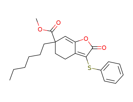 6-Hexyl-2-oxo-3-phenylsulfanyl-2,4,5,6-tetrahydro-benzofuran-6-carboxylic acid methyl ester