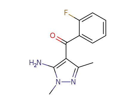 Molecular Structure of 31272-21-6 ((5-amino-1,3-dimethylpyrazol-4-yl)-(2-fluorophenyl)methanone)