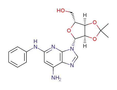 Molecular Structure of 128584-52-1 (7-amino-5-anilino-3-<2',3'-O-(1-methylethylidene)-β-D-ribofuranosyl>imidazo<4,5-b>pyridine)