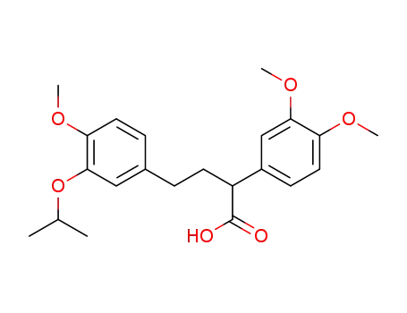 Molecular Structure of 113964-89-9 (Benzenebutanoic acid,
a-(3,4-dimethoxyphenyl)-4-methoxy-3-(1-methylethoxy)-)