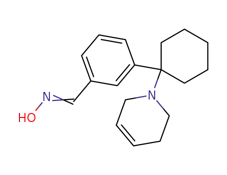 Molecular Structure of 127973-02-8 (Benzaldehyde,3-[1-(3,6-dihydro-1(2H)-pyridinyl)cyclohexyl]-, oxime)