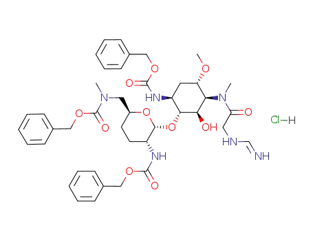 Molecular Structure of 81155-03-5 (1,2',6'-tri-N-benzyloxycarbonyl-2''-N-formimidoylistamycin A hydrochloride)