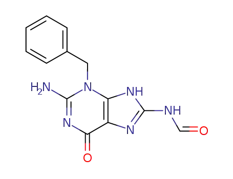 Molecular Structure of 139460-89-2 (Formamide,
N-[2-amino-6,7-dihydro-6-oxo-3-(phenylmethyl)-3H-purin-8-yl]-)