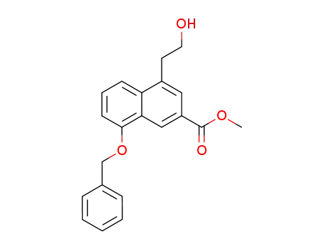 Molecular Structure of 144003-49-6 (2-Naphthalenecarboxylic acid, 4-(2-hydroxyethyl)-8-(phenylmethoxy)-,
methyl ester)