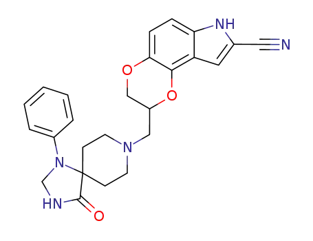 7H-1,4-Dioxino[2,3-e]indole-8-carbonitrile,
2,3-dihydro-2-[(4-oxo-1-phenyl-1,3,8-triazaspiro[4.5]dec-8-yl)methyl]-