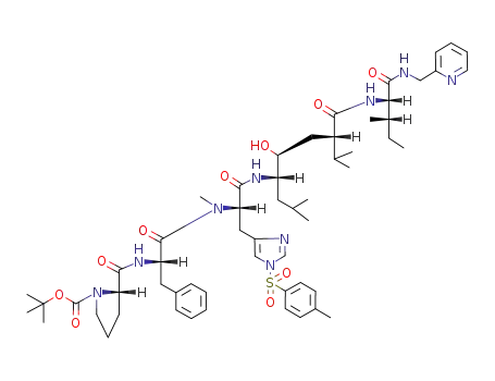 N-<N-<N-<N<sup>α</sup>-<(tert-butyloxycarbonyl)-L-prolyl-L-phenylalanyl>-N<sup>α</sup>-methyl-N<sup>im</sup>-tosyl-L-histydyl>-5(S)-amino-4(S)-hydroxy-2(S)-isopropyl-7-methyloctanoyl>-L-isoleucyl>-2-pyridylmethylamine