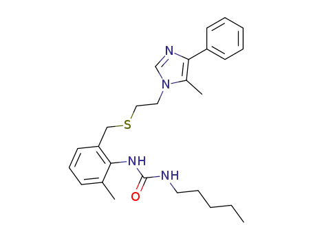 Molecular Structure of 141800-46-6 (Urea,
N-[2-methyl-6-[[[2-(5-methyl-4-phenyl-1H-imidazol-1-yl)ethyl]thio]methyl]
phenyl]-N'-pentyl-)