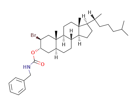 Benzyl-carbamic acid (2S,3S,5S,8R,9S,10S,13R,14S,17R)-2-bromo-17-((R)-1,5-dimethyl-hexyl)-10,13-dimethyl-hexadecahydro-cyclopenta[a]phenanthren-3-yl ester