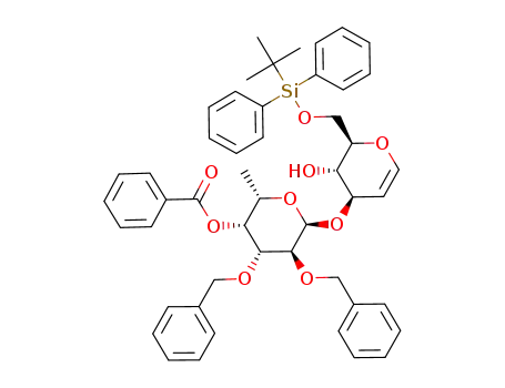 (4-O-benzoyl-6-deoxy-2,3-di-O-benzyl-α-L-galactopyranosyl)-(1->3)-1,5-anhydro-6-O-(tert-butyldiphenylsilyl)-2-deoxy-D-arabino-hex-1-enopyranose