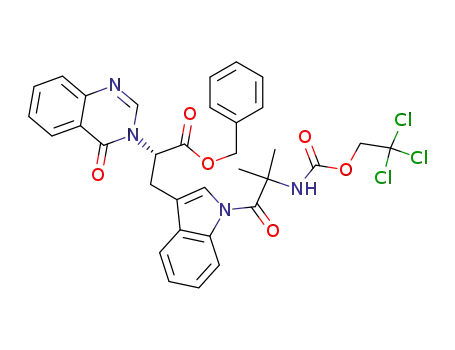 (S)-3-{1-[2-Methyl-2-(2,2,2-trichloro-ethoxycarbonylamino)-propionyl]-1H-indol-3-yl}-2-(4-oxo-4H-quinazolin-3-yl)-propionic acid benzyl ester