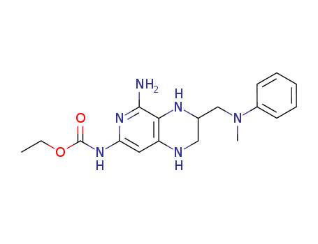 Carbamic acid, [5-amino-1,2,3, 4-tetrahydro-3-[(methylphenylamino)methyl]pyrido[3, 4-b]pyrazin-7-yl]-, ethyl ester cas  83291-30-9