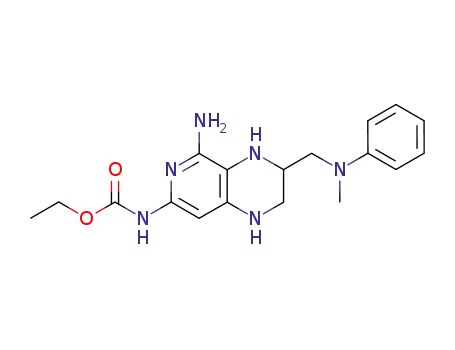 Molecular Structure of 83291-30-9 (ethyl (5-amino-3-{[methyl(phenyl)amino]methyl}-1,2,3,4-tetrahydropyrido[3,4-b]pyrazin-7-yl)carbamate)