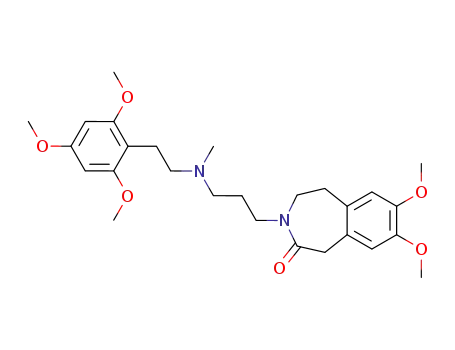 Molecular Structure of 96254-57-8 (2H-3-Benzazepin-2-one,
1,3,4,5-tetrahydro-7,8-dimethoxy-3-[3-[methyl[2-(2,4,6-trimethoxyphenyl
)ethyl]amino]propyl]-)