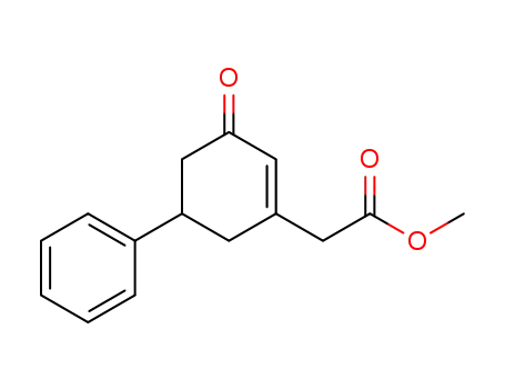 Molecular Structure of 51352-20-6 (1-Cyclohexene-1-acetic acid, 3-oxo-5-phenyl-, methyl ester)