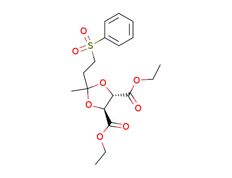 Molecular Structure of 85785-79-1 ((4S,5S)-2-(2-Benzenesulfonyl-ethyl)-2-methyl-[1,3]dioxolane-4,5-dicarboxylic acid diethyl ester)