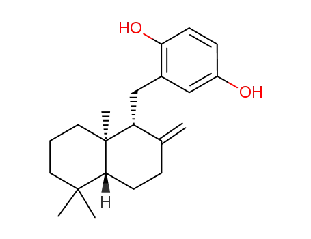 Molecular Structure of 39707-54-5 (2-[[(1R,4aβ)-Decahydro-5,5,8aα-trimethyl-2-methylenenaphthalen-1α-yl]methyl]-1,4-benzenediol)