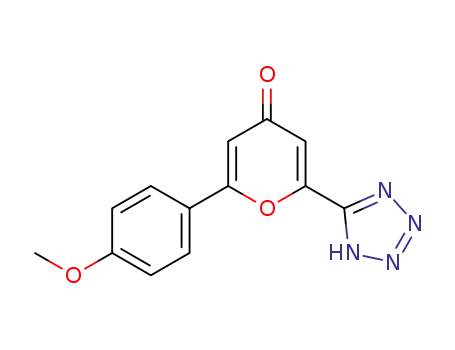 Molecular Structure of 76782-16-6 (6-(4-Methoxyphenyl)-2-tetrazol-5-yl-4H-pyran-4-one)