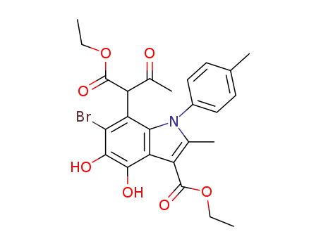 6-Bromo-7-(1-ethoxycarbonyl-2-oxo-propyl)-4,5-dihydroxy-2-methyl-1-p-tolyl-1H-indole-3-carboxylic acid ethyl ester