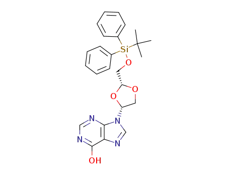 Molecular Structure of 145440-06-8 ((-)-(2R,4R)-9-<2-<<(tert-butyldiphenylsilyl)oxy>methyl>-1,3-dioxolan-4-yl>hypoxanthine)