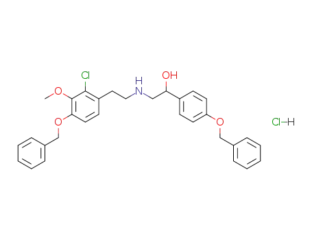 Molecular Structure of 110038-99-8 (α-<<<2-<2-Chloro-3-methoxy-4-(phenylmethoxy)phenyl>ethyl>amino>ethyl>-4-(phenylmethoxy)benzenemethanol hydrochloride)