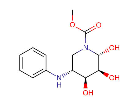 Molecular Structure of 83022-23-5 (4,5-dideoxy-5-(methoxycarbonyl)amino-4-(phenylamino)-αβ-DL-lyxopyranose)