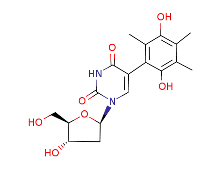Molecular Structure of 105785-98-6 (Uridine, 2'-deoxy-5-(2,5-dihydroxy-3,4,6-trimethylphenyl)-)