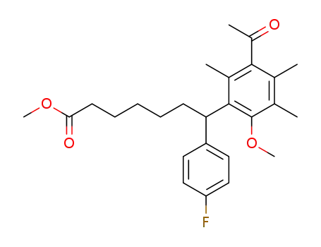 methyl 7-(3-acetyl-6-methoxy-2,4,5-trimethylphenyl)-7-(4-fluorophenyl)heptanoate