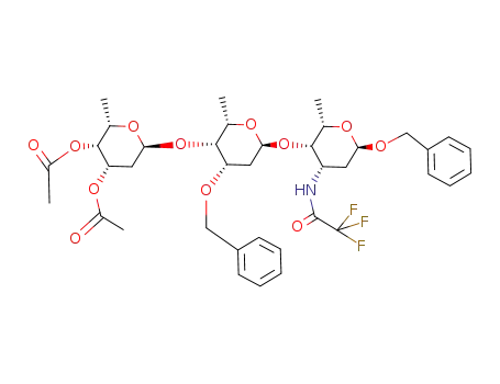 benzyl <O-(3,4-di-O-acetyl-2,6-dideoxy-α-L-lyxo-hexopyranosyl)-(1->4)-O-(3-O-benzyl-2,6-dideoxy-α-L-lyxo-hexopyranosyl)-(1->4)-(2,3,6-trideoxy-3-trifluoroacetamido-α-L-lyxo-hexopyranoside)>