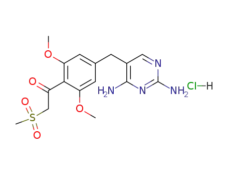 Molecular Structure of 55687-75-7 (1-{4-[(2,4-diaminopyrimidin-5-yl)methyl]-2,6-dimethoxyphenyl}-2-(methylsulfonyl)ethanone hydrochloride)