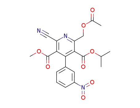 Molecular Structure of 145220-90-2 (isopropyl 6-acetoxymethyl-2-cyano-3-methoxycarbonyl-4-(3-nitrophenyl)pyridine-5-carboxylate)