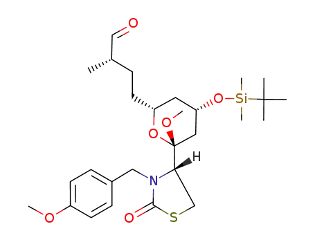 (S)-4-{(2R,4S,6R)-4-(tert-Butyl-dimethyl-silanyloxy)-6-methoxy-6-[(R)-3-(4-methoxy-benzyl)-2-oxo-thiazolidin-4-yl]-tetrahydro-pyran-2-yl}-2-methyl-butyraldehyde