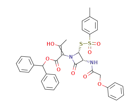 (E)-3-Hydroxy-2-[(3R,4R)-2-oxo-3-(2-phenoxy-acetylamino)-4-(toluene-4-sulfonylsulfanyl)-azetidin-1-yl]-but-2-enoic acid benzhydryl ester