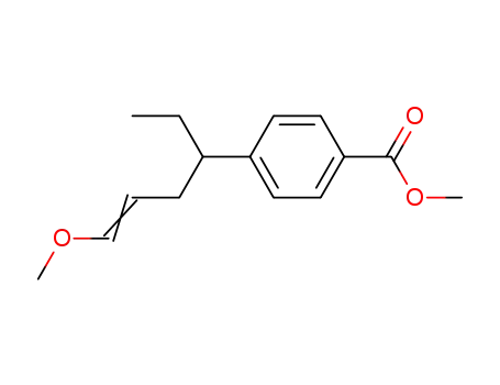 Molecular Structure of 123751-64-4 (4-((E)-1-Ethyl-4-methoxy-but-3-enyl)-benzoic acid methyl ester)